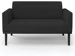 Sofá Namoradeira e 2 Poltronas Base Madeira Preto Maressa Veludo Preto