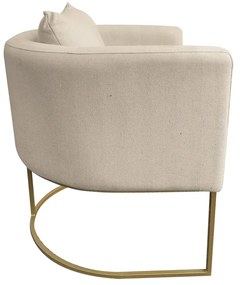 Kit 02 Poltronas Paola Linho Base Metálica Dourado D03 - D'Rossi - Grosso Bege A19