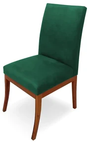 Cadeira Raquel para Sala de Jantar Base de Eucalipto Suede Verde Bandeira