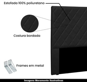 Cabeceira Decorativa 1,40M Baelon Veludo Preto G63 - Gran Belo