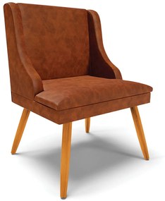 Cadeira Decorativa Sala de Jantar Pés Palito de Madeira Firenze PU Nozes/Natural G19 - Gran Belo