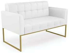Sofá Namoradeira Elisa Corino Base Metálica Industrial Dourado - D'Rossi - Branco