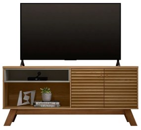 Rack Bancada 160cm Sofia Porta Ripada Amêndo/Titânio G77 - Gran Belo