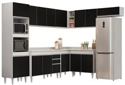 Armário de Cozinha Modulada de Canto 8 Peças CP02 Balcão com Tampo Bra