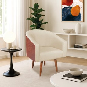 Poltrona Jade Decorativa Moderna Sala de Estar Quarto Escritório Conforto Corano Nozes e Bouclé Pés Palito