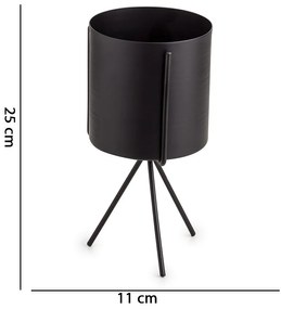 Kit 03 Cachepot Metalico Preto Com Suporte  - D'Rossi