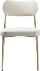 Cadeira Jantar Estofada Pé Metal Rosê Lavy Linho Bege S08   - Mpozenat