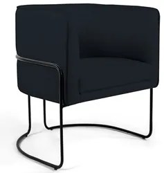 Poltrona Decorativa Base Aço Betina C-05 Sintético Preto - Domi