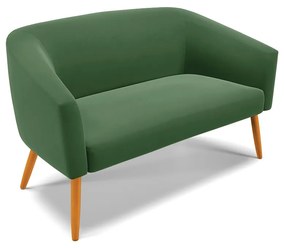 Namoradeira 02 Lugares Stella Suede Verde Pés Palito Castanho - D'Rossi