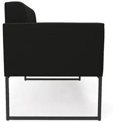 Sofá Namoradeira e 2 Poltronas Base Industrial Preto Ana Suede Preto -
