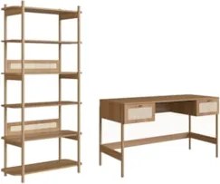 Mesa Escrivaninha e Estante Pés Madeira Arlo A10 Hanover - Mpozenato