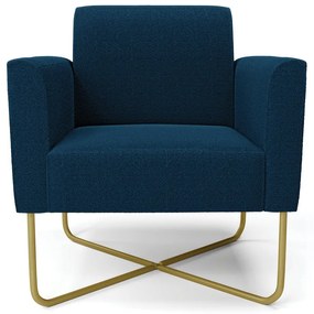 Poltrona Sala Base X Industrial Dourado Marisa Bouclê D03 - D'Rossi - Azul