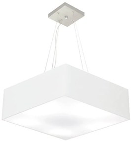 Lustre Pendente Quadrado Md-4137 Cúpula em Tecido 15/70x70cm Branco - Bivolt