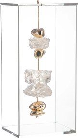 Escultura Pedra Cristal Transparente c/ Caixa de Acrílico G