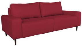 Sofá 03 Lugares Sala de Estar Recepção 240cm Bipartido Brad Couro Vermelho G58 - Gran Belo