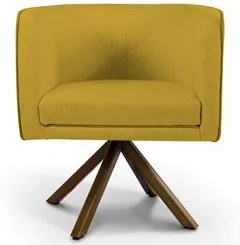 Poltrona Decorativa Giratória Base Giromad Madeira Betina C-279 Veludo