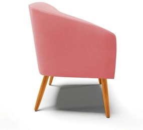 Poltrona Stella Suede Rosê Pés Palito Castanho - D'Rossi