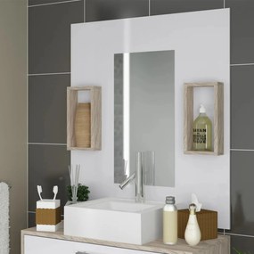 Conjunto De Banheiro 80cm MDF Balcão Painel Cuba Rodinhas Class