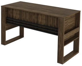 Mesa com Aplique para Escritório Home Office ME4146 MDP Nogal/Preto G69 - Gran Belo
