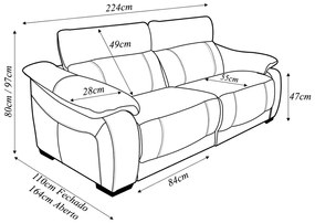 Sofá Elétrico Sala de Estar Reclinável Concepción U076 224cm Modulado Botão Elétrico Couro Marrom G49 - Idea Relax By Natuzzi Group