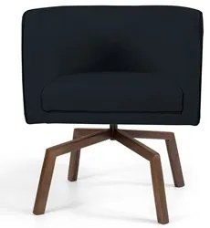 Poltrona Decorativa Giratória Base Ka Madeira Betina C-05 Corano Preto