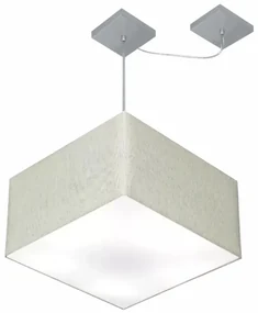 Lustre Pendente Quadrado Com Desvio Md-4271 Cúpula em Tecido 30/40x40cm Rustico Cinza - Bivolt