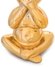 Enfeite Decorativo Macaco Não Falo Cerâmica Dourado 12,5 Cm - D'Rossi
