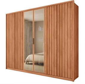 Guarda Roupa Casal Laguno 6 Portas de Bater com 4 Gavetas Ripado MDP Freijo G11 - Gran Belo