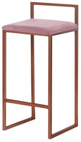 Banqueta Decorativa Jasmine Base Bronze Veludo Rosê G41 - Gran Belo