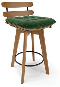 Banqueta Giratória Costela Suede Verde Base Madeira MA70 - D'Rossi