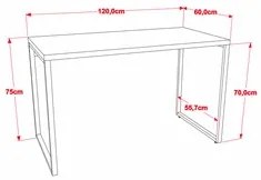 Mesa de Escritório Office 120cm Estilo Industrial Prisma C08 Snow - Mp