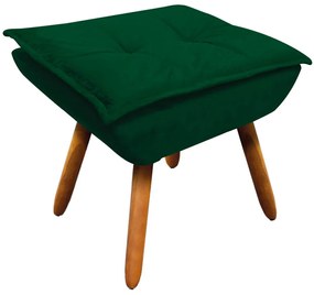 Puff Decorativo Pés Palito Charger Suede Verde G19 - Gran Belo