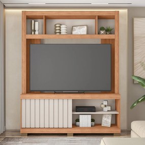 Estante TV 60 Pol 160cm Sala de Estar Ravik C01 - D'Rossi - Freijó/Off White