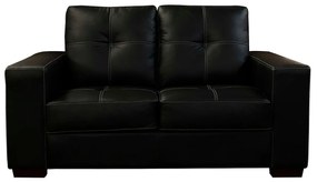 Sofá de Couro 2 Lugares Londres 151cm M06 Cor Preto 450 - ADJ DECOR