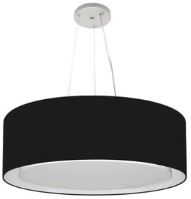 Lustre Pendente Cilíndrico Duplo Md-4125 Cúpula em Tecido 60x25cm Preto - Bivolt