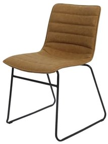 Cadeira Budd Assento Courino Caramelo com Base Aco Preto - 47340 Sun House