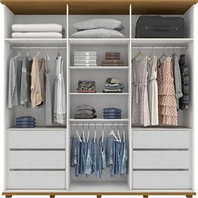 Roupeiro Guarda Roupa Casal 6 Portas Espelho 6 Gavetas Henn