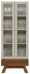 Cristaleira Decorativa Sala de Jantar Inari Off White/Freijó G77 - Gran Belo