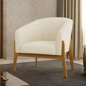 Poltrona Decorativa Base Madeira Stella Cotelê Int/Veludo D03 - D'Rossi - Off White
