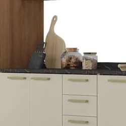 Armário Cozinha 6 Peças CP04 Com Tampo Nádia Mocca/Avelã L01 - Mpozena