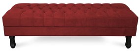 Puff Baú Decorativo Capitonê Luis XV 100x40cm Suede Vermelho - Sheep Estofados - Vermelho