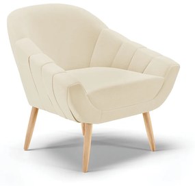 Poltrona Giovana Linho Pés Palito Natural - Indo Decorar - A19 Bege
