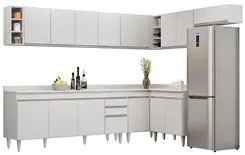 Armário de Cozinha Modulado de Canto 8 Peças CP26 Balcão com Tampo Bra