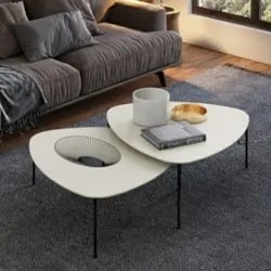 Mesa de Centro Para Sala Pés Metálicos Kit 2 Blen Luna/Preto I06 - Mpo