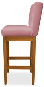 Banqueta Alta Sueli Base Madeira Maciça Estofada Suede Rose