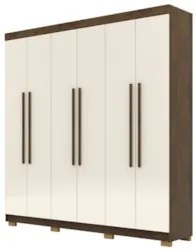 Guarda Roupa Casal 218cm 6 Portas Bolty Imbuia/Champanhe V02 - Mpozena