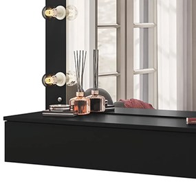 Penteadeira Camarim Suspenso Arlete com Espelho 01 Gaveta 135 cm Preto - D'Rossi