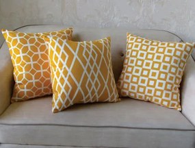 3 Capas para Almofada Soft Turim Geométrico Amarelo 43x43cm
