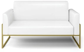 Sofá Namoradeira Base Industrial Alta Dourado Marisa Corano D03 - D'Rossi - Branco