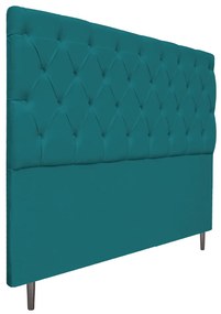 Cabeceira Estofada Liverpool 140 cm Casal Suede Azul Turquesa - ADJ Decor